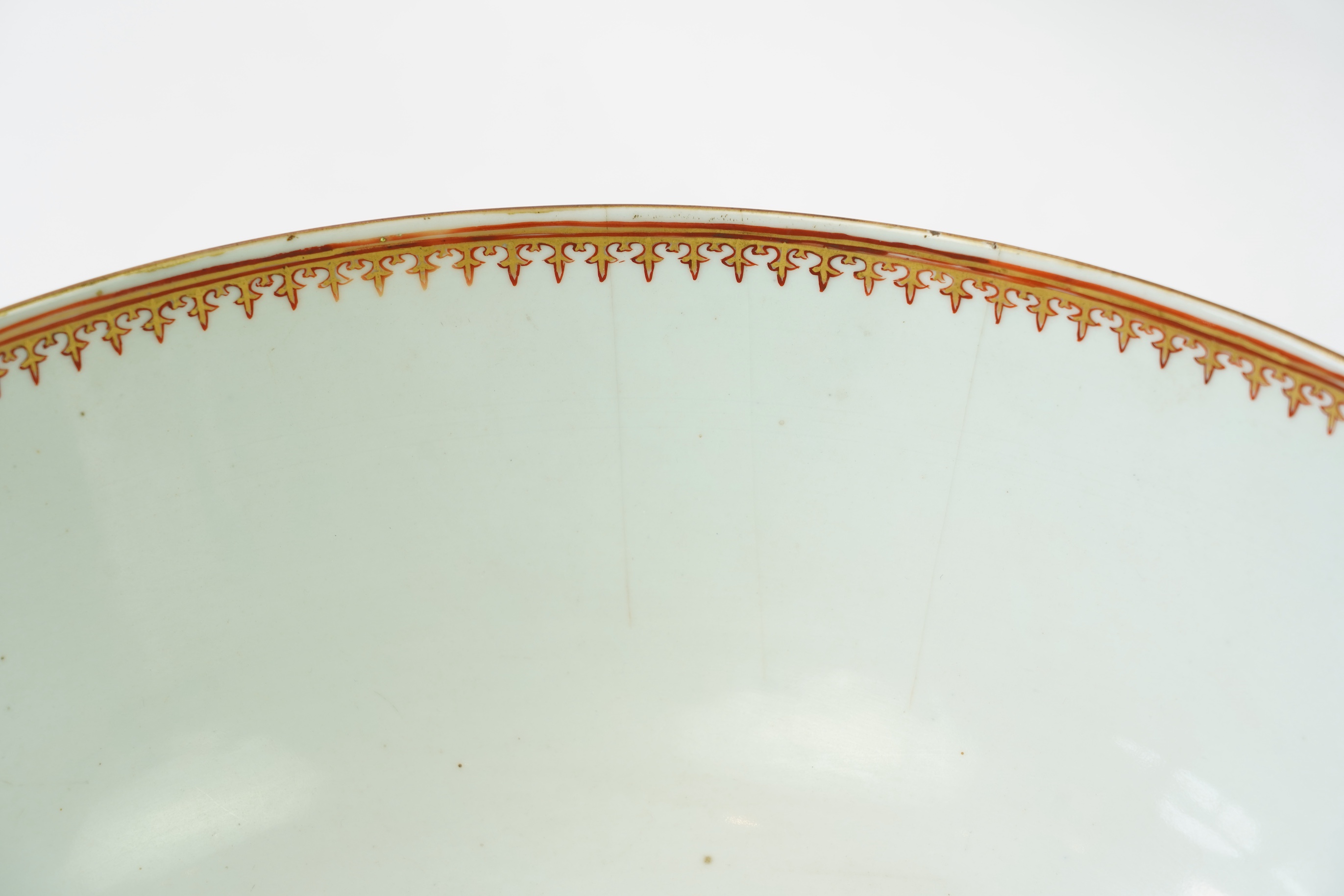 A large Chinese European subject ‘hunting’ punch bowl, Qianlong period